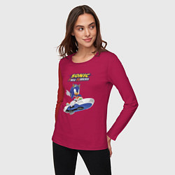 Лонгслив хлопковый женский Sonic Free Riders Hedgehog Racer, цвет: маджента — фото 2