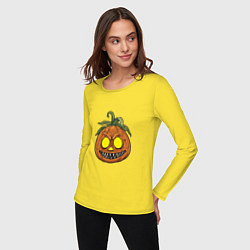 Лонгслив хлопковый женский Сумасшедший Хэллоуин, цвет: желтый — фото 2
