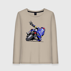 Лонгслив хлопковый женский Yamaha racing team Racer, цвет: миндальный