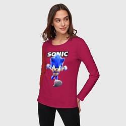 Лонгслив хлопковый женский Sonic the Hedgehog 2, цвет: маджента — фото 2