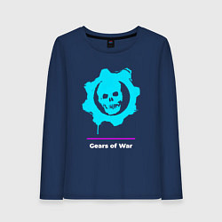 Лонгслив хлопковый женский Gears of War в неоновых цветах, цвет: тёмно-синий