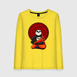 Лонгслив хлопковый женский Медитация панды Дзен, цвет: желтый