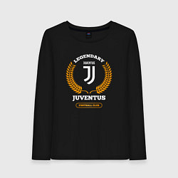 Лонгслив хлопковый женский Лого Juventus и надпись Legendary Football Club, цвет: черный