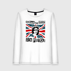 Лонгслив хлопковый женский Sex Pistols - God Save The Queen, цвет: белый