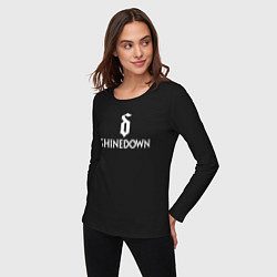 Лонгслив хлопковый женский Shinedown логотип с эмблемой, цвет: черный — фото 2