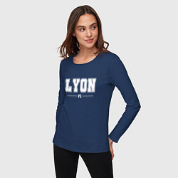Лонгслив хлопковый женский Lyon Football Club Классика, цвет: тёмно-синий — фото 2