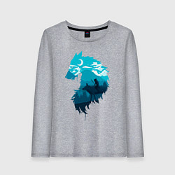 Лонгслив хлопковый женский Принцесса Мононоке волчий силуэт, цвет: меланж