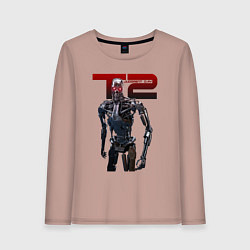 Лонгслив хлопковый женский Terminator 2 - T800, цвет: пыльно-розовый