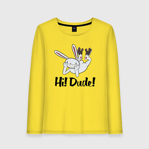 Женский лонгслив Hi! Dude! Привет! Чувак! Кролик Макс / Желтый – фото 1