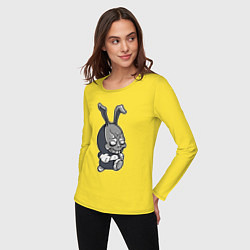 Лонгслив хлопковый женский Cool hare Hype Крутой заяц Шумиха, цвет: желтый — фото 2