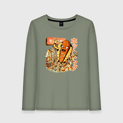 Лонгслив хлопковый женский Хотдожный монстр, цвет: авокадо