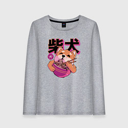 Лонгслив хлопковый женский Japanese Shibu Inu, цвет: меланж
