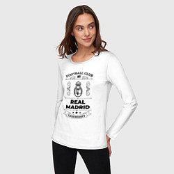 Лонгслив хлопковый женский Real Madrid: Football Club Number 1 Legendary, цвет: белый — фото 2