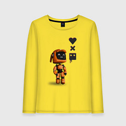 Лонгслив хлопковый женский Оранжевый робот с логотипом LDR, цвет: желтый