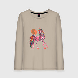 Лонгслив хлопковый женский UNICORN HORSE, цвет: миндальный