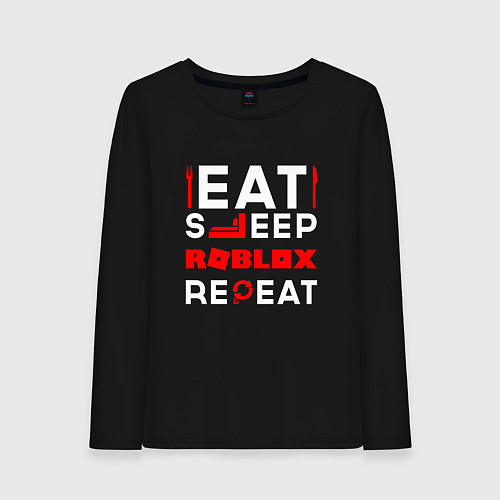 Женский лонгслив Надпись Eat Sleep Roblox Repeat / Черный – фото 1