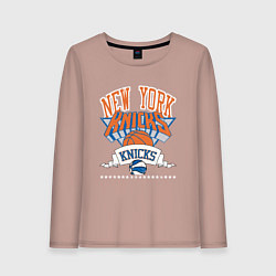 Лонгслив хлопковый женский NEW YORK KNIKS NBA, цвет: пыльно-розовый