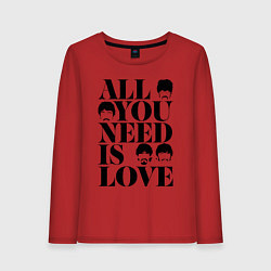 Лонгслив хлопковый женский ALL YOU NEED IS LOVE THE BEATLES, цвет: красный