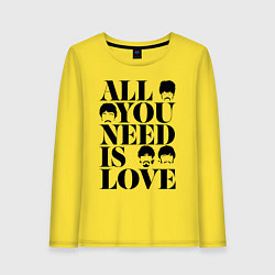 Лонгслив хлопковый женский ALL YOU NEED IS LOVE THE BEATLES, цвет: желтый