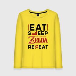 Женский лонгслив Надпись: Eat Sleep Zelda Repeat