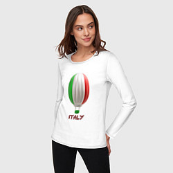 Лонгслив хлопковый женский 3d aerostat Italy flag, цвет: белый — фото 2