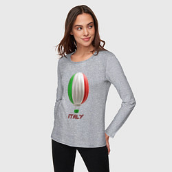 Лонгслив хлопковый женский 3d aerostat Italy flag, цвет: меланж — фото 2