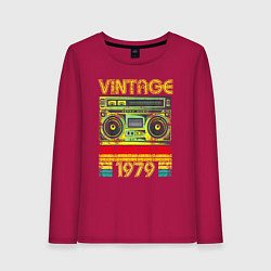 Лонгслив хлопковый женский Винтаж 1979 аудиомагнитофон, цвет: маджента