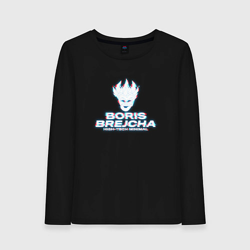 Женский лонгслив Борис Брейча глитч эффект / Черный – фото 1