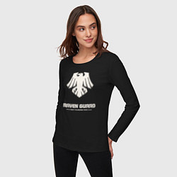 Лонгслив хлопковый женский Гвардия ворона лого винтаж, цвет: черный — фото 2