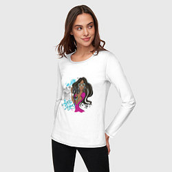 Лонгслив хлопковый женский GIRL WITH A CAMERA IN LAS VEGAS, цвет: белый — фото 2