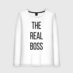 Лонгслив хлопковый женский The real boss!, цвет: белый