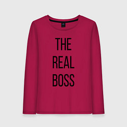 Лонгслив хлопковый женский The real boss!, цвет: маджента