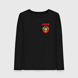 Лонгслив хлопковый женский USSR логотип, цвет: черный