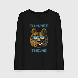 Лонгслив хлопковый женский Beach bear - summer theme, цвет: черный