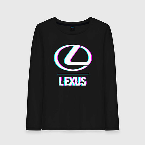 Женский лонгслив Значок Lexus в стиле glitch / Черный – фото 1