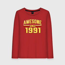 Лонгслив хлопковый женский Awesome Since 1991, цвет: красный