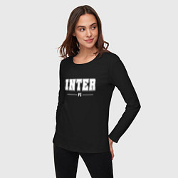 Лонгслив хлопковый женский Inter football club классика, цвет: черный — фото 2