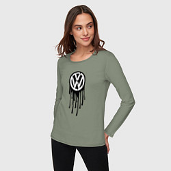 Лонгслив хлопковый женский Volkswagen - art logo, цвет: авокадо — фото 2