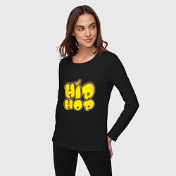 Лонгслив хлопковый женский Hip Hop Life, цвет: черный — фото 2