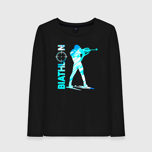 Женский лонгслив Биатлон спортсмен / Черный – фото 1