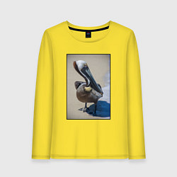 Лонгслив хлопковый женский Пеликан у моря, цвет: желтый