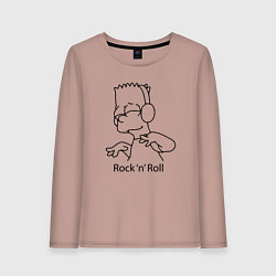 Лонгслив хлопковый женский Bart Simpson - Rock n Roll, цвет: пыльно-розовый