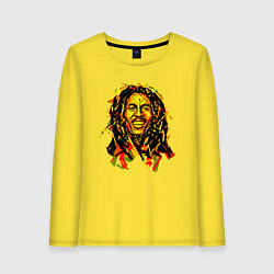 Лонгслив хлопковый женский Боб Марли Арт Плиты, цвет: желтый