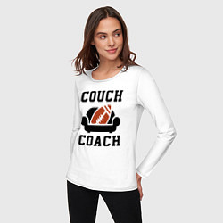 Лонгслив хлопковый женский Диванный тренер американского футбола, цвет: белый — фото 2