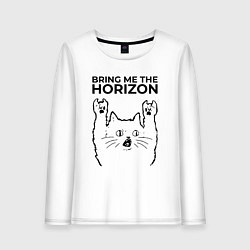 Лонгслив хлопковый женский Bring Me the Horizon - rock cat, цвет: белый