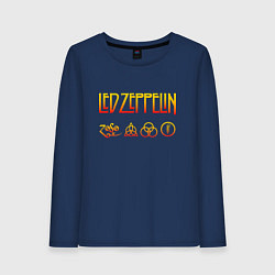 Лонгслив хлопковый женский Led Zeppelin - logotype, цвет: тёмно-синий