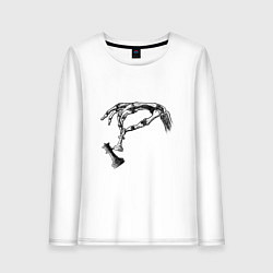 Лонгслив хлопковый женский Рука с шахматами, цвет: белый