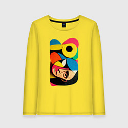 Лонгслив хлопковый женский Поп-арт в стиле Пабло Пикассо, цвет: желтый