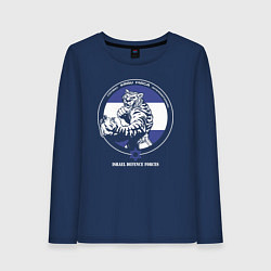 Лонгслив хлопковый женский Krav-maga emblem tiger, цвет: тёмно-синий