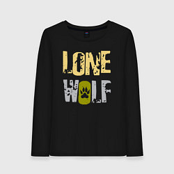 Лонгслив хлопковый женский Lone Wolf - одинокий волк, цвет: черный